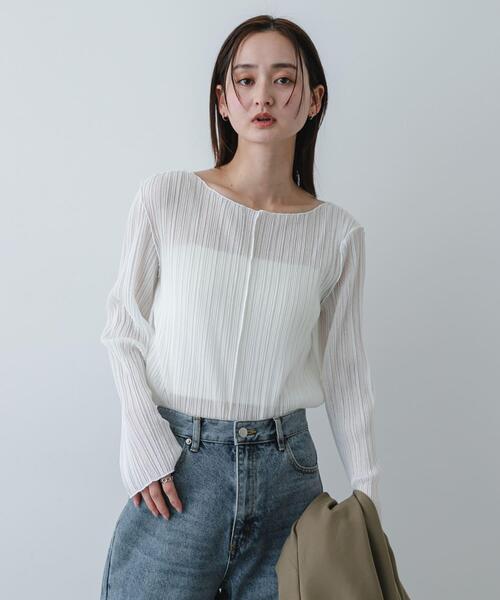 SENSE OF PLACE by URBAN RESEARCH（センスオブプレイスバイアーバンリサーチ）の「スラブシアープリーツトップ（Tシャツ/カットソー・レディース・ブラック/オフホワイト/ピンク・ONE）」の5枚目の写真