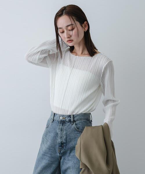 SENSE OF PLACE by URBAN RESEARCH（センスオブプレイスバイアーバンリサーチ）の「スラブシアープリーツトップ（Tシャツ/カットソー・レディース・ブラック/オフホワイト/ピンク・ONE）」の6枚目の写真