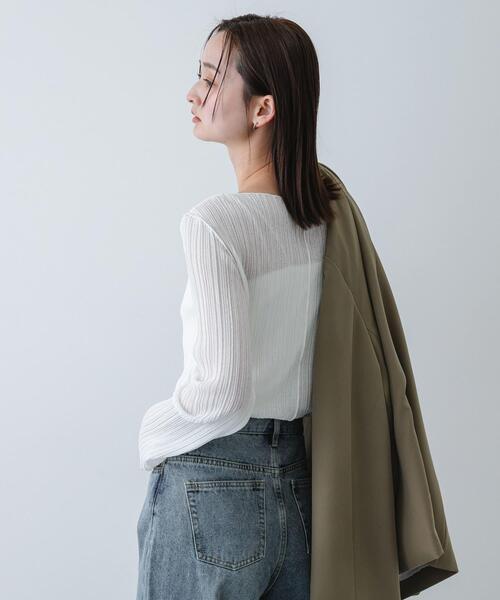 SENSE OF PLACE by URBAN RESEARCH（センスオブプレイスバイアーバンリサーチ）の「スラブシアープリーツトップ（Tシャツ/カットソー・レディース・ブラック/オフホワイト/ピンク・ONE）」の7枚目の写真