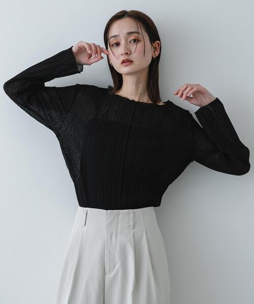 SENSE OF PLACE by URBAN RESEARCH（センスオブプレイスバイアーバンリサーチ）の「スラブシアープリーツトップ（Tシャツ/カットソー・レディース・ブラック/オフホワイト/ピンク・ONE）」の11枚目の写真