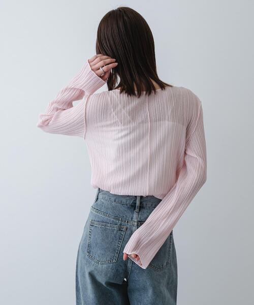 SENSE OF PLACE by URBAN RESEARCH（センスオブプレイスバイアーバンリサーチ）の「スラブシアープリーツトップ（Tシャツ/カットソー・レディース・ブラック/オフホワイト/ピンク・ONE）」の18枚目の写真