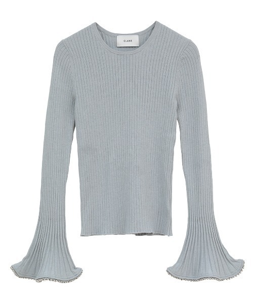 CLANE（クラネ）の「CLANE/クラネ/FRILL SLEEVE KNIT TOPS（ニット/セーター・レディース・ホワイト/その他18/ブラック・1）」の3枚目の写真
