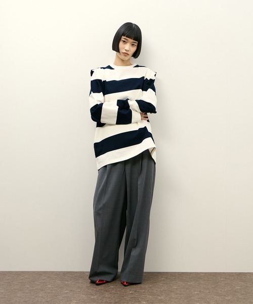 PHEENY(フィーニー)の「【PHEENY(フィーニー)】別注 Heavy weight border tucked sleeve(Tシャツ/カットソー・レディース・ネイビー/ボルドー・FREE)」の3枚目の写真