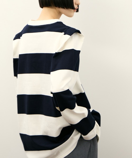 PHEENY(フィーニー)の「【PHEENY(フィーニー)】別注 Heavy weight border tucked sleeve(Tシャツ/カットソー・レディース・ネイビー/ボルドー・FREE)」の10枚目の写真