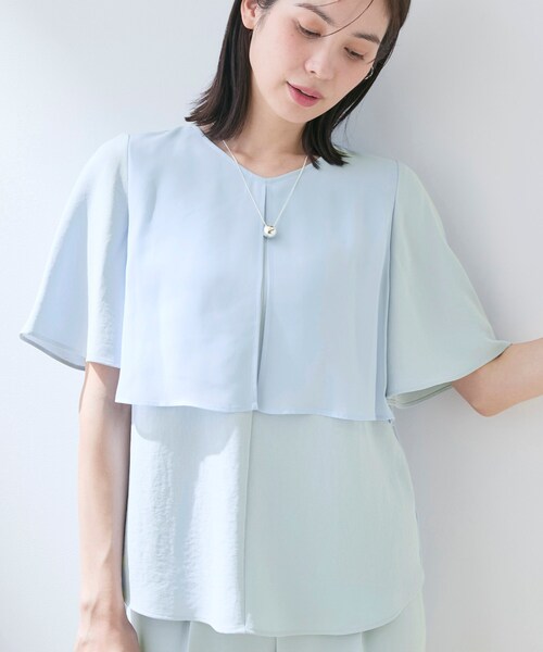 INDIVI（インディヴィ）の「【着る日傘】シフォンドッキングブラウス（シャツ/ブラウス・レディース・サックスブルー/ブラック/ライトグレー系5/ネイビー・38/36/40/03/19/15 /13/05）」の10枚目の写真