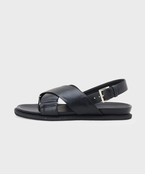 INDIVI（インディヴィ）の「【合皮】クロスデザインサンダル（サンダル・レディース・オリーブ系3/ブラック・45/35/25）」の4枚目の写真