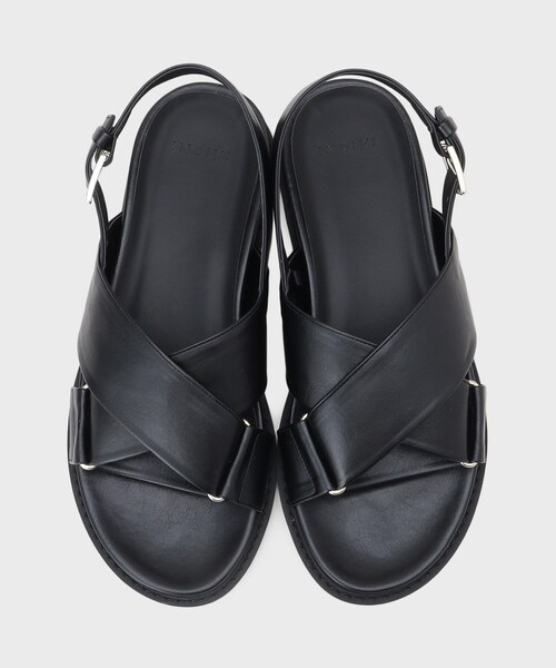 INDIVI（インディヴィ）の「【合皮】クロスデザインサンダル（サンダル・レディース・オリーブ系3/ブラック・45/35/25）」の6枚目の写真