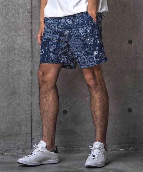 1minute 1second(ワンミニットワンセカンド)の「mp14695-bandana print shrink shorts ショートパンツ(1M26N160)(その他パンツ・メンズ・ブルー/ホワイト/ブラック・L/M/S/XL)」の9枚目の写真