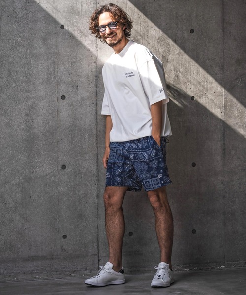 1minute 1second(ワンミニットワンセカンド)の「mp14695-bandana print shrink shorts ショートパンツ(1M26N160)(その他パンツ・メンズ・ブルー/ホワイト/ブラック・L/M/S/XL)」の11枚目の写真