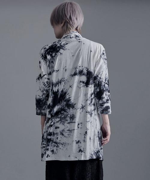 Bernings Sho(バーニングショー)の「『Bernings Sho/バーニングショー』ムラ染め天竺ドレープ7分袖カーディガン(カーディガン/ボレロ・メンズ・ブラック/ブラック×レッド/ホワイト・XL/L/M)」の5枚目の写真