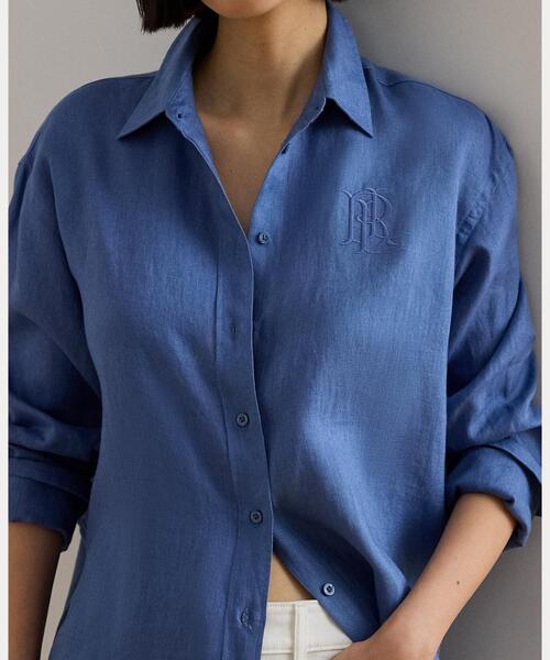 LAUREN RALPH LAUREN（ローレン ラルフ ローレン）の「リラックス フィット リネン シャツ（シャツ/ブラウス・レディース・ブルー・L/XS/XXS/S/M）」の4枚目の写真