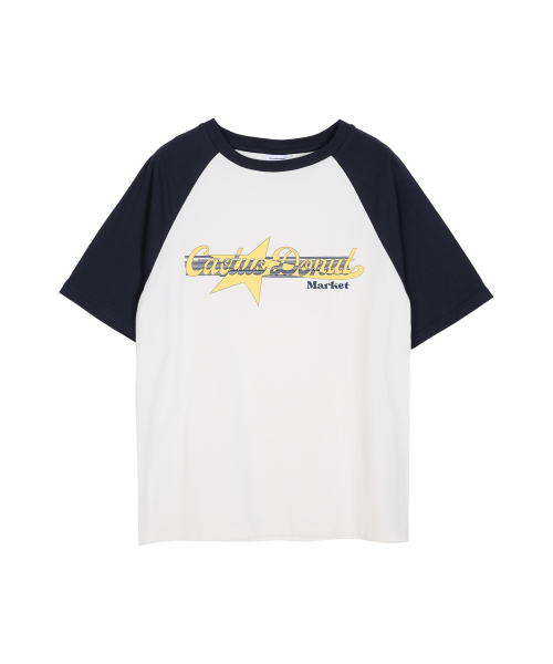CACTUSDONUTMARKET(カクタスドーナツマーケット)の「Logo Star Raglan T-Shirt - Navy(Tシャツ/カットソー・レディース・その他・MEDIUM/LARGE)」の1枚目の写真