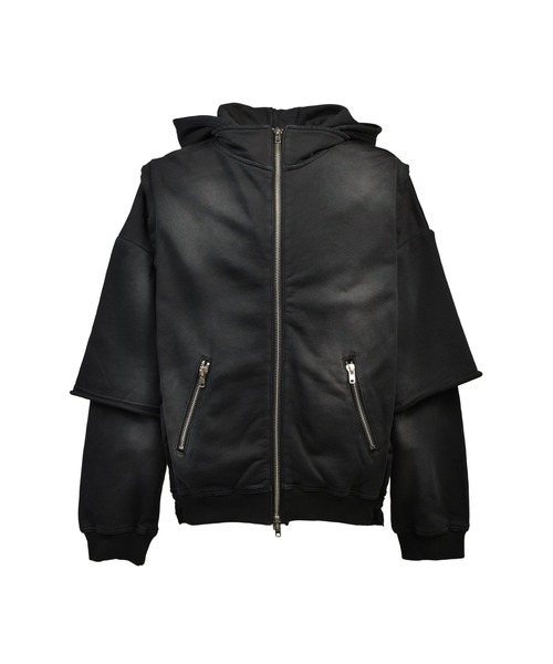 BLEACH LAYERED ZIP HOODIE — худи с молнией и многослойным эффектом