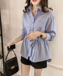 ウエストリボン 襟付きシャツ