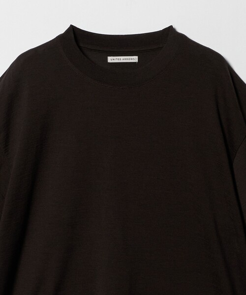 UNITED ARROWS（ユナイテッドアローズ）の「ウール マイクロボーダーTシャツ（Tシャツ/カットソー・メンズ・ダークブラウン/ブラック・S/L/M/XL）」の4枚目の写真