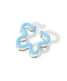 Flower ear cuff ブルー 完成品】Blue x Pink x Whiteのフラワーイヤーカフ イヤーカフ fleur