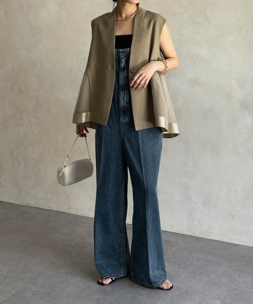 DouDou（ドゥドゥ）の「【WEB限定】バックチュール重ねベスト（ベスト・レディース・ベージュ/ブラック・FREE）」の15枚目の写真