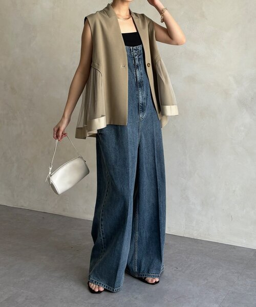 DouDou（ドゥドゥ）の「【WEB限定】バックチュール重ねベスト（ベスト・レディース・ベージュ/ブラック・FREE）」の16枚目の写真