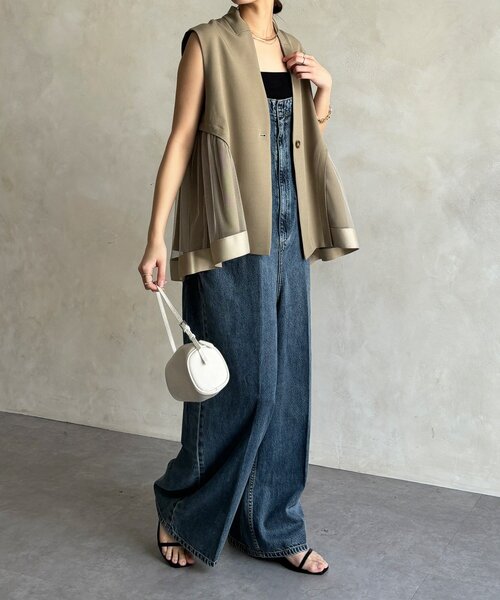 DouDou（ドゥドゥ）の「【WEB限定】バックチュール重ねベスト（ベスト・レディース・ベージュ/ブラック・FREE）」の17枚目の写真