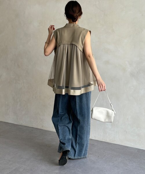 DouDou（ドゥドゥ）の「【WEB限定】バックチュール重ねベスト（ベスト・レディース・ベージュ/ブラック・FREE）」の18枚目の写真