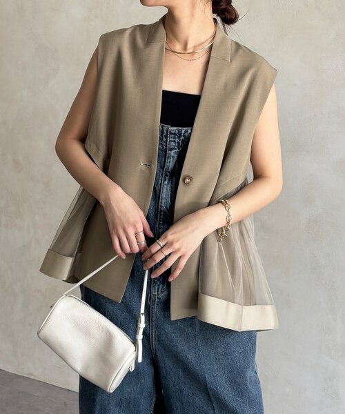 DouDou（ドゥドゥ）の「【WEB限定】バックチュール重ねベスト（ベスト・レディース・ベージュ/ブラック・FREE）」の19枚目の写真