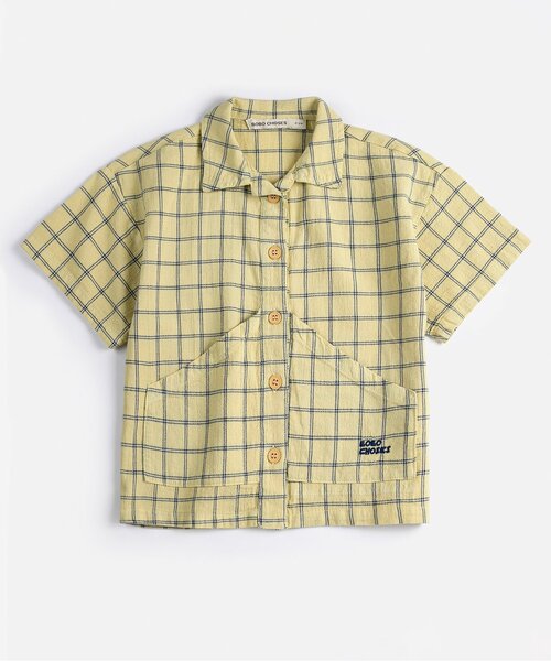 BOBO CHOSES(ボボショーズ)の「Spicy Window Pane 半袖シャツ【キッズ】(シャツ/ブラウス・キッズ・イエロー・100/120/110/130)」の1枚目の写真