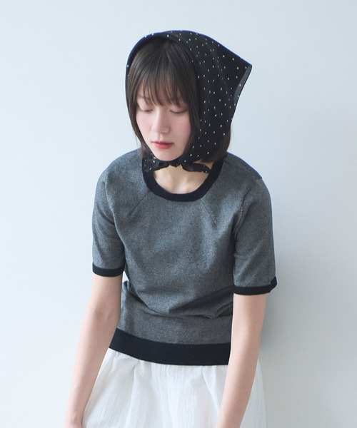 bulle de savon(ビュルデサボン)の「コットン/ポリエステル ボーダー ニットTシャツ(ニット/セーター・レディース・ブルー/ブラック/グリーン/レッド/ピンク・FREE)」の2枚目の写真