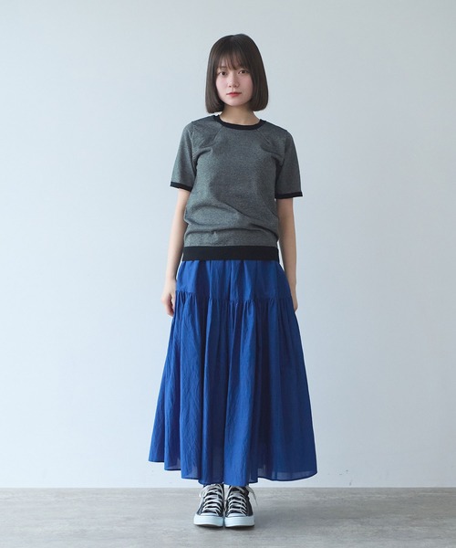 bulle de savon(ビュルデサボン)の「コットン/ポリエステル ボーダー ニットTシャツ(ニット/セーター・レディース・ブルー/ブラック/グリーン/レッド/ピンク・FREE)」の19枚目の写真