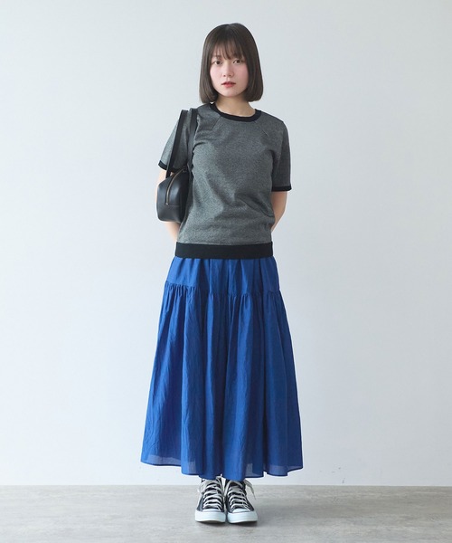 bulle de savon(ビュルデサボン)の「コットン/ポリエステル ボーダー ニットTシャツ(ニット/セーター・レディース・ブルー/ブラック/グリーン/レッド/ピンク・FREE)」の22枚目の写真