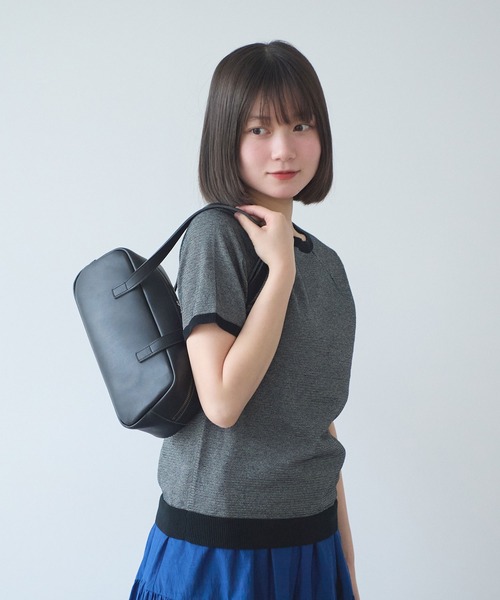 bulle de savon(ビュルデサボン)の「コットン/ポリエステル ボーダー ニットTシャツ(ニット/セーター・レディース・ブルー/ブラック/グリーン/レッド/ピンク・FREE)」の14枚目の写真