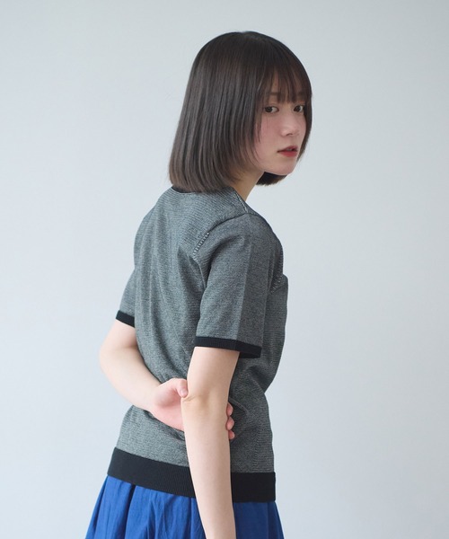 bulle de savon(ビュルデサボン)の「コットン/ポリエステル ボーダー ニットTシャツ(ニット/セーター・レディース・ブルー/ブラック/グリーン/レッド/ピンク・FREE)」の18枚目の写真