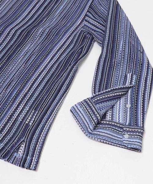 ITEMS URBANRESEARCH(アイテムズ アーバンリサーチ)の「マルチストライプレースオープンカラーシャツ(シャツ/ブラウス・メンズ・ブルー/ブラック/グリーン・LARGE/MEDIUM)」の11枚目の写真