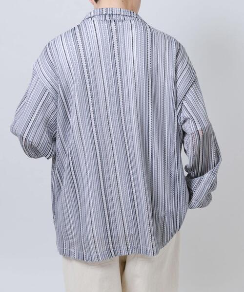 ITEMS URBANRESEARCH(アイテムズ アーバンリサーチ)の「マルチストライプレースオープンカラーシャツ(シャツ/ブラウス・メンズ・ブルー/ブラック/グリーン・LARGE/MEDIUM)」の13枚目の写真
