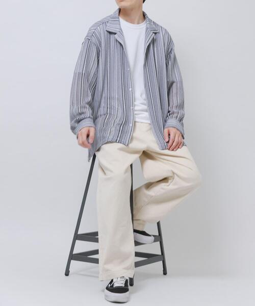 ITEMS URBANRESEARCH(アイテムズ アーバンリサーチ)の「マルチストライプレースオープンカラーシャツ(シャツ/ブラウス・メンズ・ブルー/ブラック/グリーン・LARGE/MEDIUM)」の15枚目の写真