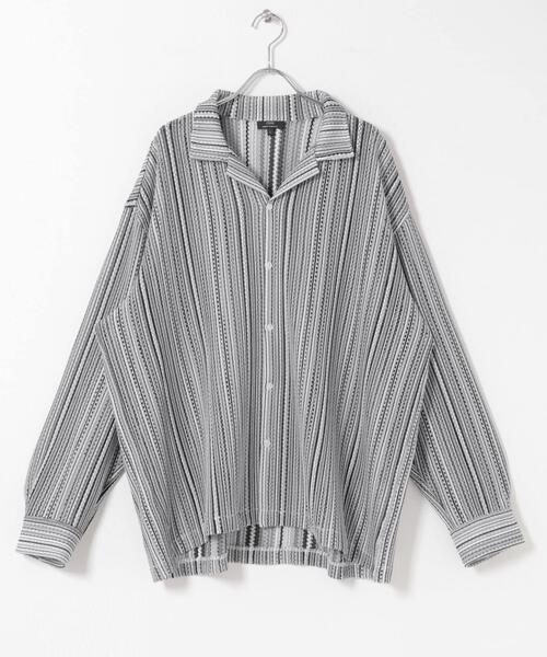 ITEMS URBANRESEARCH(アイテムズ アーバンリサーチ)の「マルチストライプレースオープンカラーシャツ(シャツ/ブラウス・メンズ・ブルー/ブラック/グリーン・LARGE/MEDIUM)」の16枚目の写真