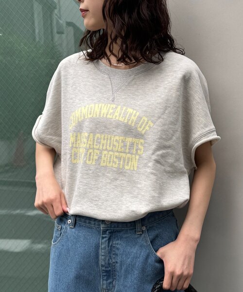CIAOPANIC TYPY(チャオパニックティピー)の「アシッド加工裏毛フレンチスリーブロゴトップス(Tシャツ/カットソー・レディース・サックスブルー/チャコールグレー/グレー・ONE SIZE)」の5枚目の写真