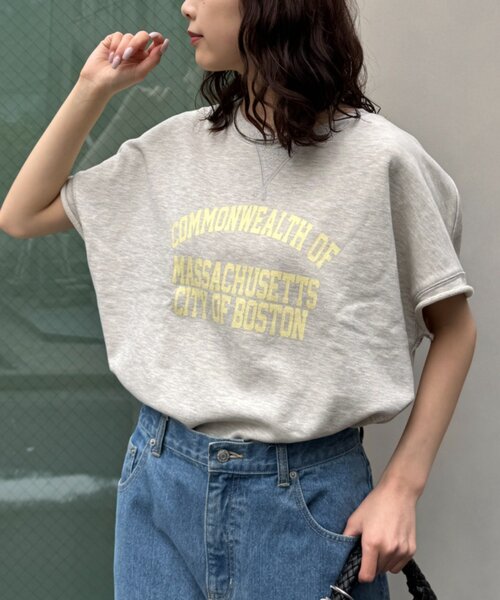 CIAOPANIC TYPY(チャオパニックティピー)の「アシッド加工裏毛フレンチスリーブロゴトップス(Tシャツ/カットソー・レディース・サックスブルー/チャコールグレー/グレー・ONE SIZE)」の6枚目の写真