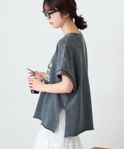 CIAOPANIC TYPY(チャオパニックティピー)の「アシッド加工裏毛フレンチスリーブロゴトップス(Tシャツ/カットソー・レディース・サックスブルー/チャコールグレー/グレー・ONE SIZE)」の20枚目の写真