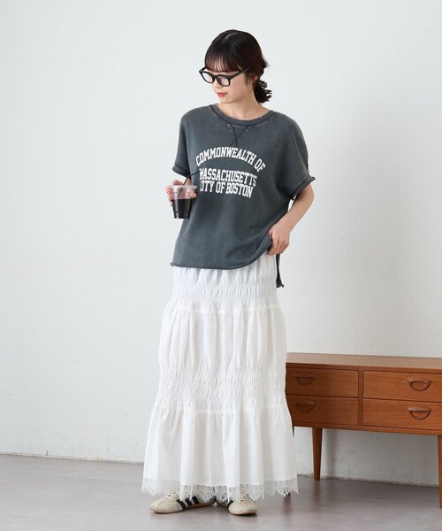 CIAOPANIC TYPY(チャオパニックティピー)の「アシッド加工裏毛フレンチスリーブロゴトップス(Tシャツ/カットソー・レディース・サックスブルー/チャコールグレー/グレー・ONE SIZE)」の22枚目の写真