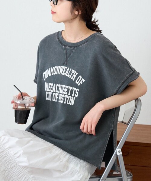 CIAOPANIC TYPY(チャオパニックティピー)の「アシッド加工裏毛フレンチスリーブロゴトップス(Tシャツ/カットソー・レディース・サックスブルー/チャコールグレー/グレー・ONE SIZE)」の19枚目の写真