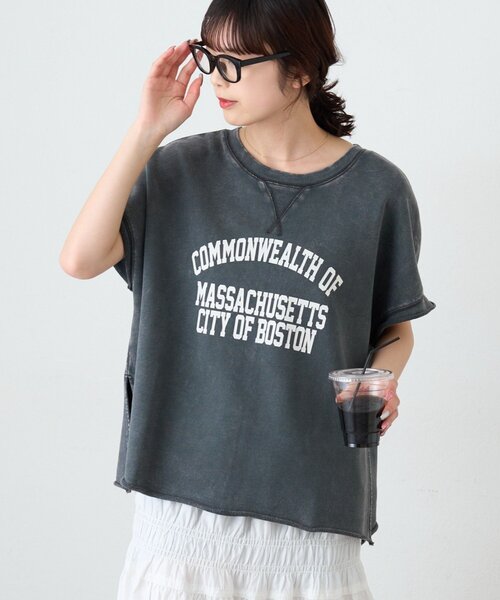 CIAOPANIC TYPY(チャオパニックティピー)の「アシッド加工裏毛フレンチスリーブロゴトップス(Tシャツ/カットソー・レディース・サックスブルー/チャコールグレー/グレー・ONE SIZE)」の20枚目の写真