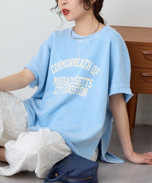CIAOPANIC TYPY(チャオパニックティピー)の「アシッド加工裏毛フレンチスリーブロゴトップス(Tシャツ/カットソー・レディース・サックスブルー/チャコールグレー/グレー・ONE SIZE)」の19枚目の写真