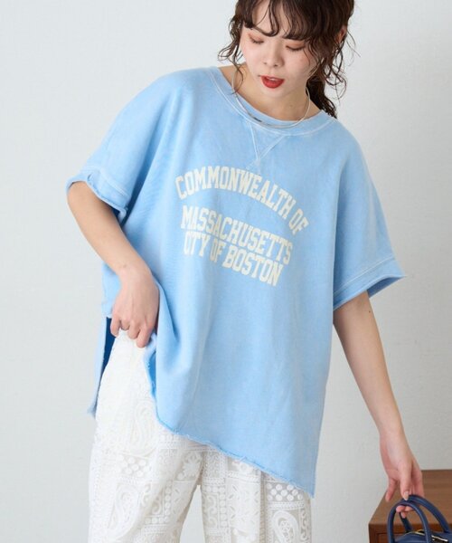 CIAOPANIC TYPY(チャオパニックティピー)の「アシッド加工裏毛フレンチスリーブロゴトップス(Tシャツ/カットソー・レディース・サックスブルー/チャコールグレー/グレー・ONE SIZE)」の8枚目の写真