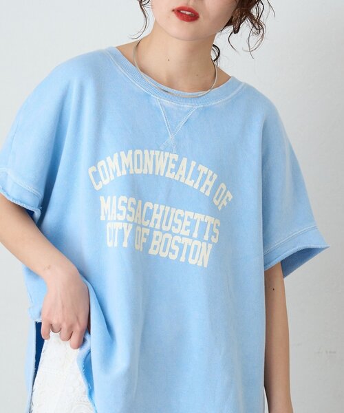 CIAOPANIC TYPY(チャオパニックティピー)の「アシッド加工裏毛フレンチスリーブロゴトップス(Tシャツ/カットソー・レディース・サックスブルー/チャコールグレー/グレー・ONE SIZE)」の9枚目の写真