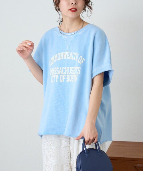 CIAOPANIC TYPY(チャオパニックティピー)の「アシッド加工裏毛フレンチスリーブロゴトップス(Tシャツ/カットソー・レディース・サックスブルー/チャコールグレー/グレー・ONE SIZE)」の10枚目の写真