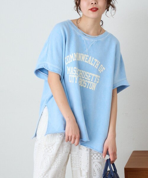 CIAOPANIC TYPY(チャオパニックティピー)の「アシッド加工裏毛フレンチスリーブロゴトップス(Tシャツ/カットソー・レディース・サックスブルー/チャコールグレー/グレー・ONE SIZE)」の11枚目の写真