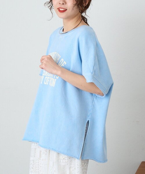 CIAOPANIC TYPY(チャオパニックティピー)の「アシッド加工裏毛フレンチスリーブロゴトップス(Tシャツ/カットソー・レディース・サックスブルー/チャコールグレー/グレー・ONE SIZE)」の12枚目の写真