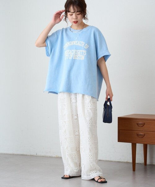 CIAOPANIC TYPY(チャオパニックティピー)の「アシッド加工裏毛フレンチスリーブロゴトップス(Tシャツ/カットソー・レディース・サックスブルー/チャコールグレー/グレー・ONE SIZE)」の13枚目の写真