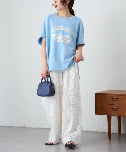 CIAOPANIC TYPY(チャオパニックティピー)の「アシッド加工裏毛フレンチスリーブロゴトップス(Tシャツ/カットソー・レディース・サックスブルー/チャコールグレー/グレー・ONE SIZE)」の4枚目の写真