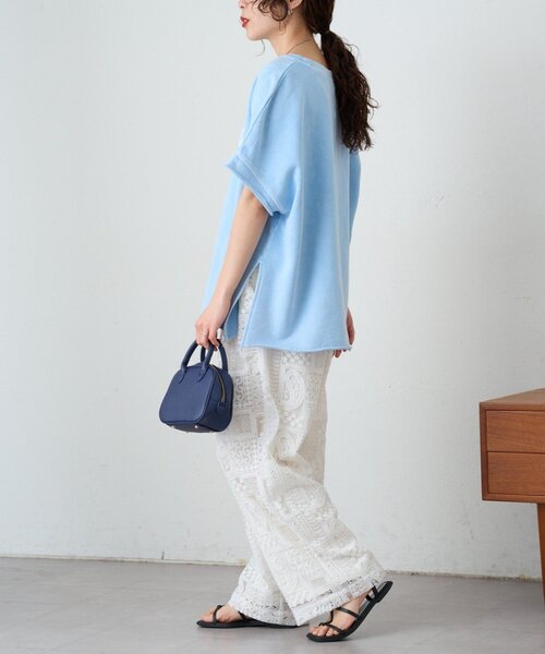 CIAOPANIC TYPY(チャオパニックティピー)の「アシッド加工裏毛フレンチスリーブロゴトップス(Tシャツ/カットソー・レディース・サックスブルー/チャコールグレー/グレー・ONE SIZE)」の5枚目の写真